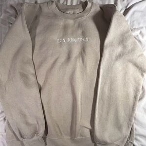 Los Angeles Embroidered Crewneck Sweatshirt Medium Neutral